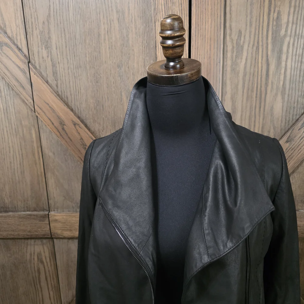 LAST CHANCE Vince Black Leather Asymmetrical Jacket - Picture 2 of 5